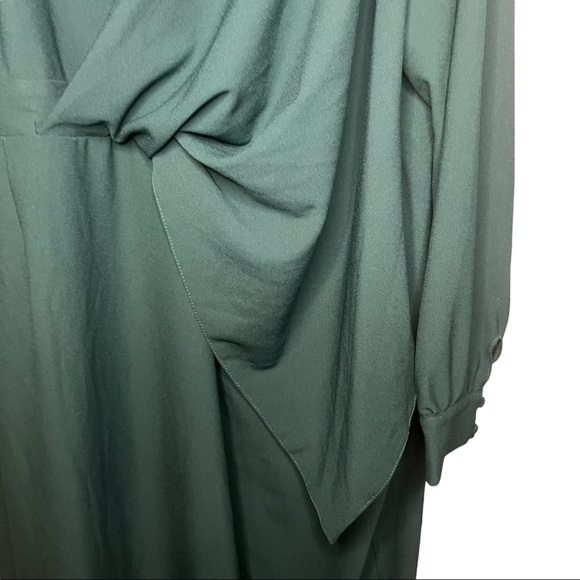 ASOS Design Curve Origami Twist Midi Forrest Green Pencil Dress 24 - Picture 5 of 11
